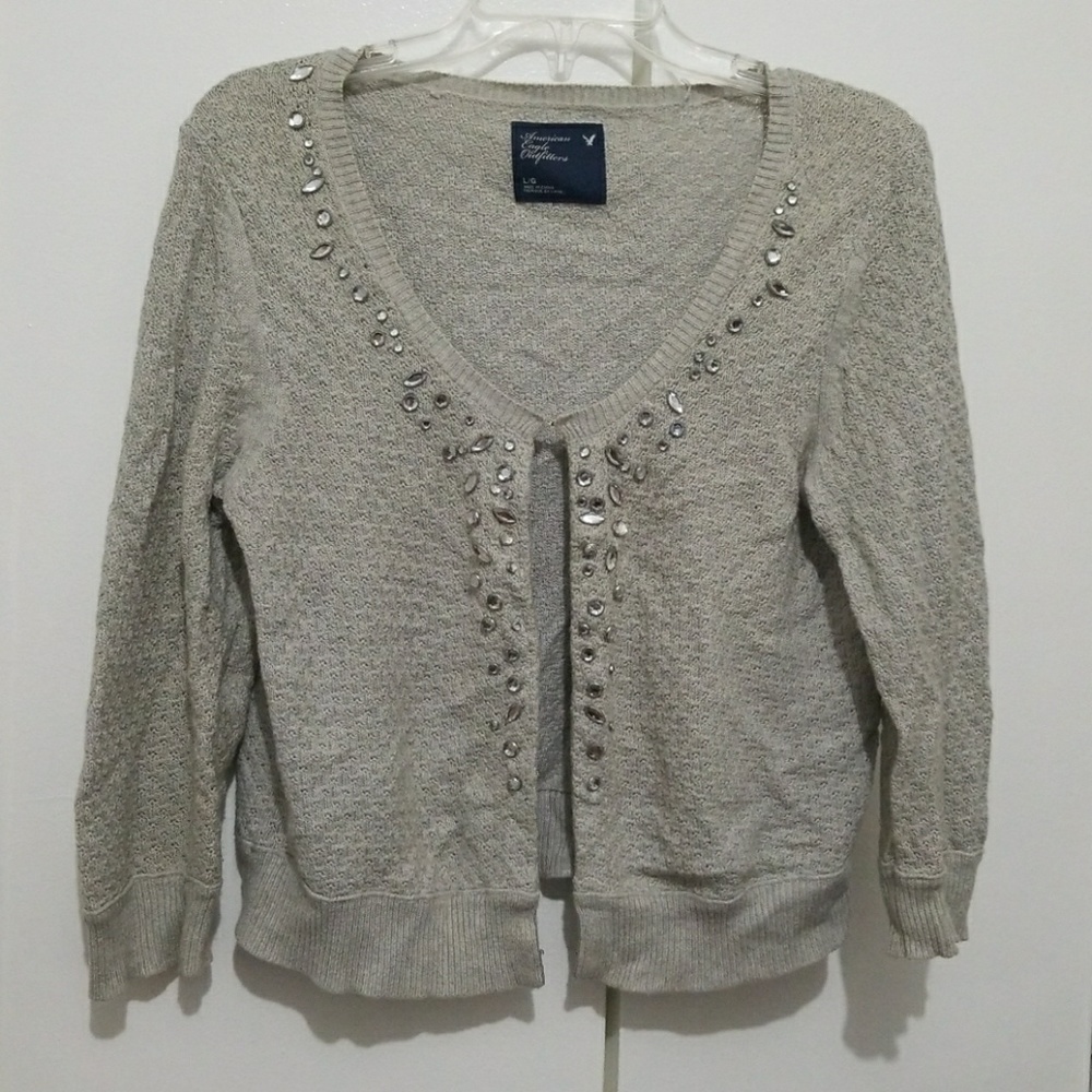 Gray Rhinestone Cardigan